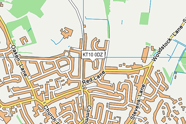 KT10 0DZ map - OS VectorMap District (Ordnance Survey)