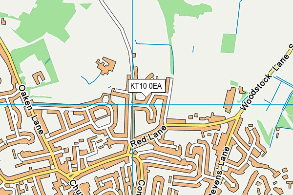 KT10 0EA map - OS VectorMap District (Ordnance Survey)