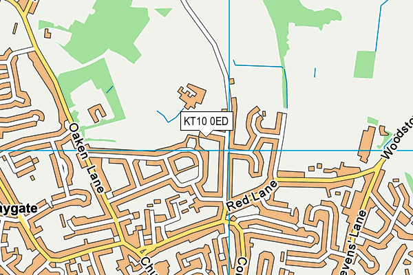 KT10 0ED map - OS VectorMap District (Ordnance Survey)