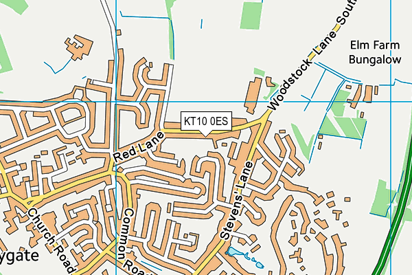 KT10 0ES map - OS VectorMap District (Ordnance Survey)