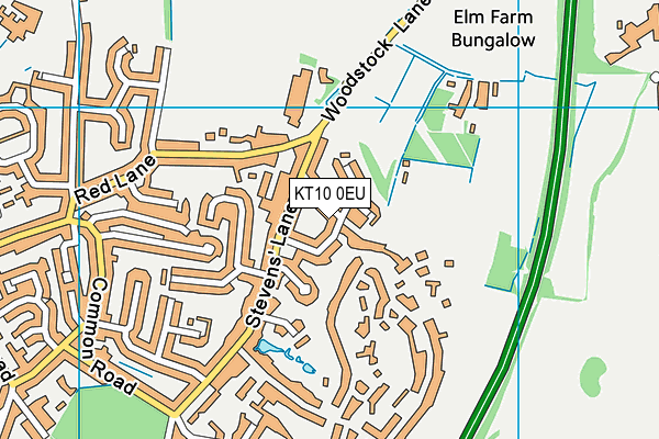 KT10 0EU map - OS VectorMap District (Ordnance Survey)