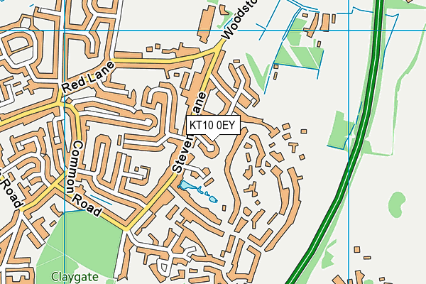 KT10 0EY map - OS VectorMap District (Ordnance Survey)