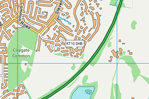 KT10 0HB map - OS VectorMap District (Ordnance Survey)