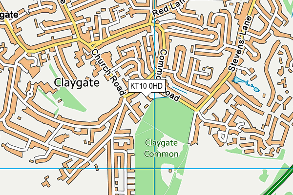 KT10 0HD map - OS VectorMap District (Ordnance Survey)