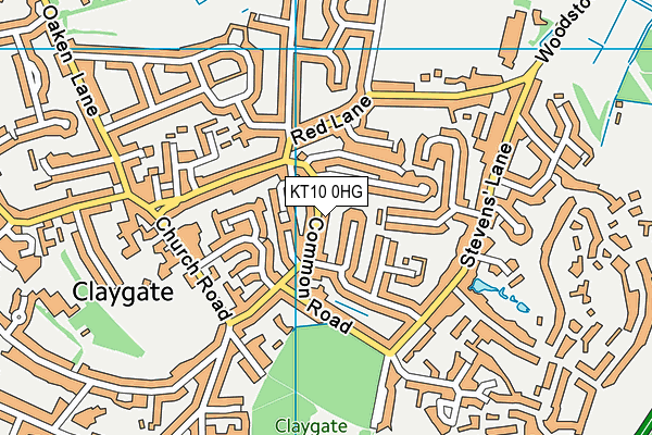 KT10 0HG map - OS VectorMap District (Ordnance Survey)