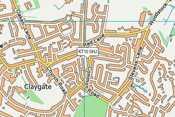 KT10 0HJ map - OS VectorMap District (Ordnance Survey)