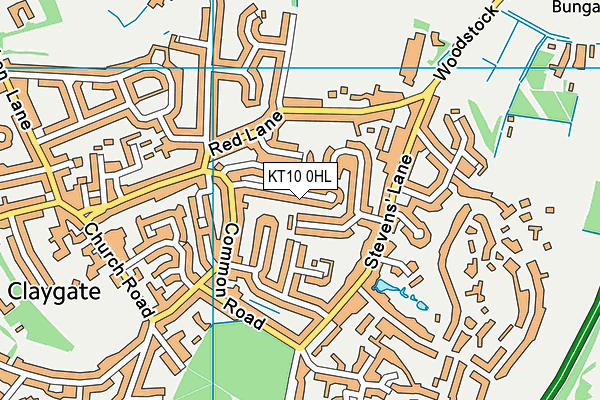 KT10 0HL map - OS VectorMap District (Ordnance Survey)