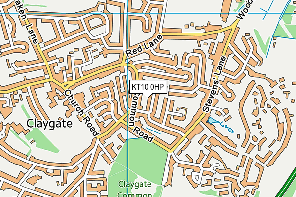KT10 0HP map - OS VectorMap District (Ordnance Survey)