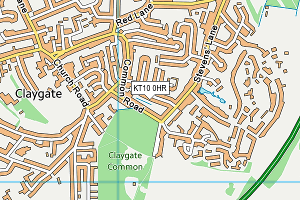 KT10 0HR map - OS VectorMap District (Ordnance Survey)
