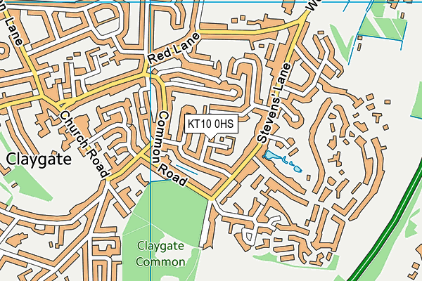 KT10 0HS map - OS VectorMap District (Ordnance Survey)