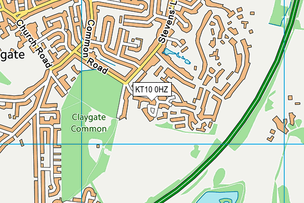KT10 0HZ map - OS VectorMap District (Ordnance Survey)
