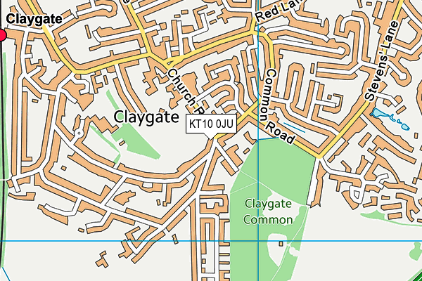 KT10 0JU map - OS VectorMap District (Ordnance Survey)