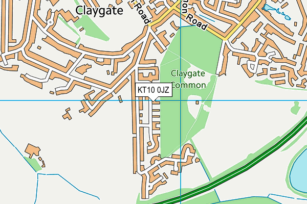KT10 0JZ map - OS VectorMap District (Ordnance Survey)