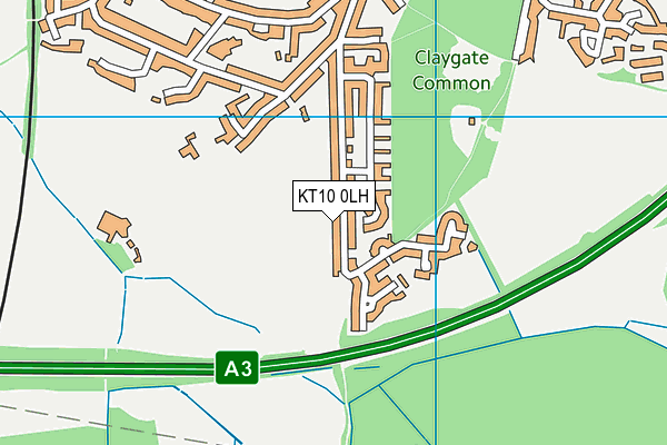 KT10 0LH map - OS VectorMap District (Ordnance Survey)