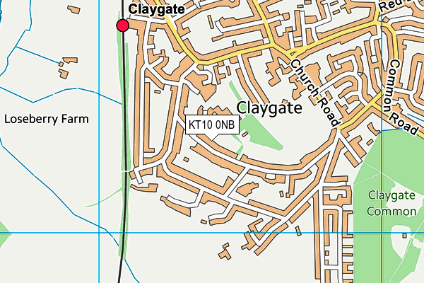 Claygate Primary School map (KT10 0NB) - OS VectorMap District (Ordnance Survey)