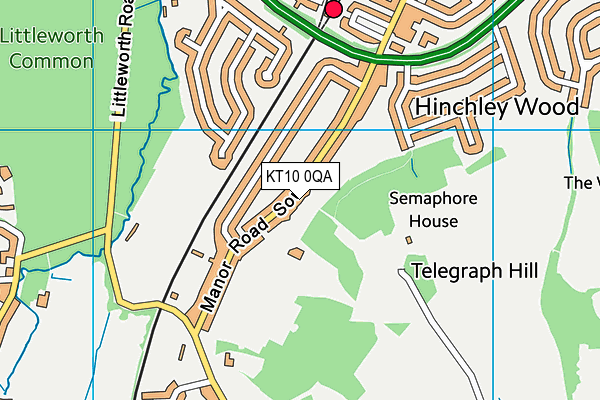 Surbiton High School (Manor Road Sports Ground) map (KT10 0QA) - OS VectorMap District (Ordnance Survey)