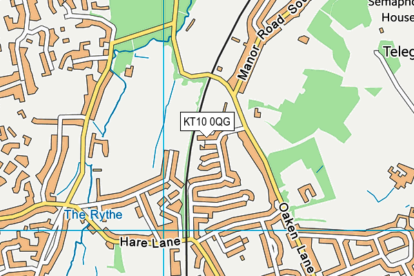 KT10 0QG map - OS VectorMap District (Ordnance Survey)