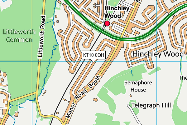 KT10 0QH map - OS VectorMap District (Ordnance Survey)