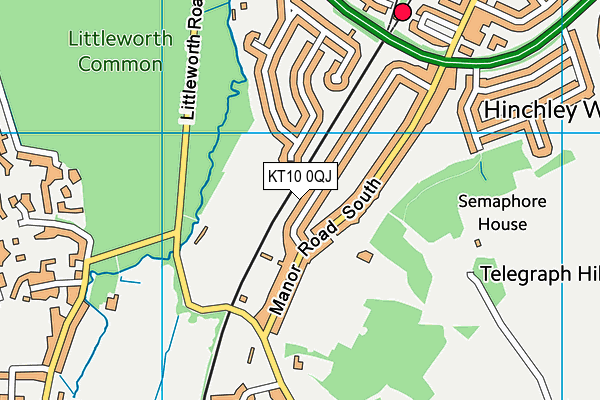 KT10 0QJ map - OS VectorMap District (Ordnance Survey)