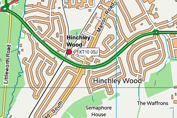 KT10 0SJ map - OS VectorMap District (Ordnance Survey)