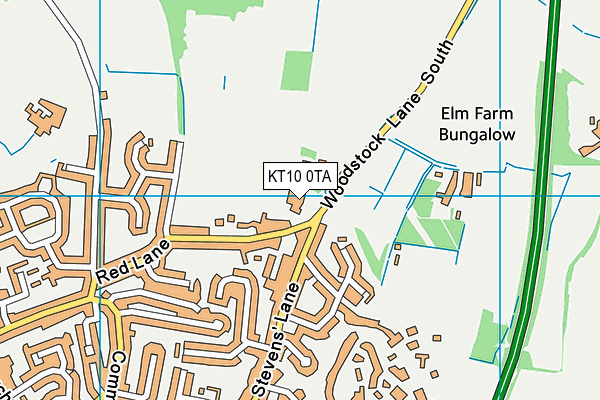 KT10 0TA map - OS VectorMap District (Ordnance Survey)