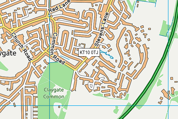 KT10 0TJ map - OS VectorMap District (Ordnance Survey)