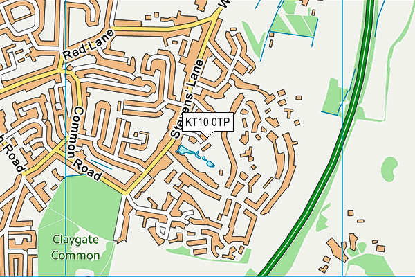 KT10 0TP map - OS VectorMap District (Ordnance Survey)