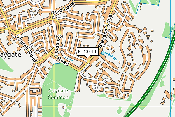 KT10 0TT map - OS VectorMap District (Ordnance Survey)