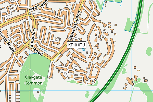 KT10 0TU map - OS VectorMap District (Ordnance Survey)