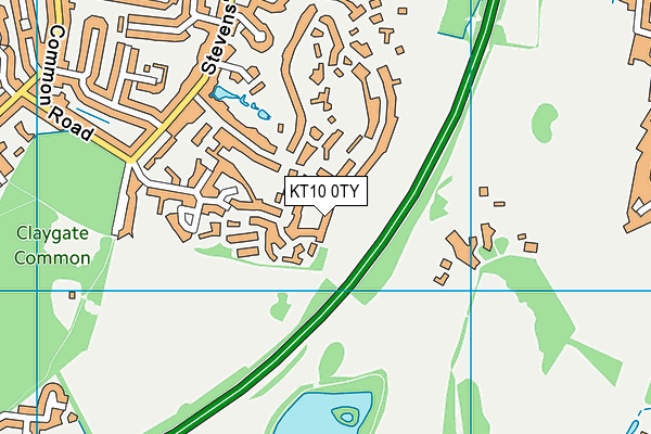 KT10 0TY map - OS VectorMap District (Ordnance Survey)