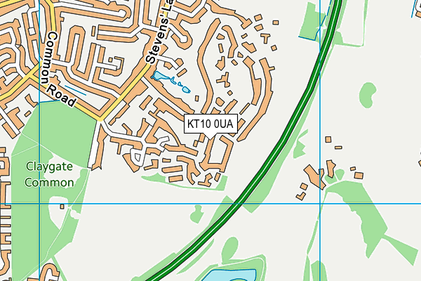 KT10 0UA map - OS VectorMap District (Ordnance Survey)