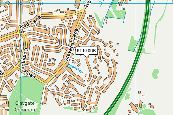 KT10 0UB map - OS VectorMap District (Ordnance Survey)