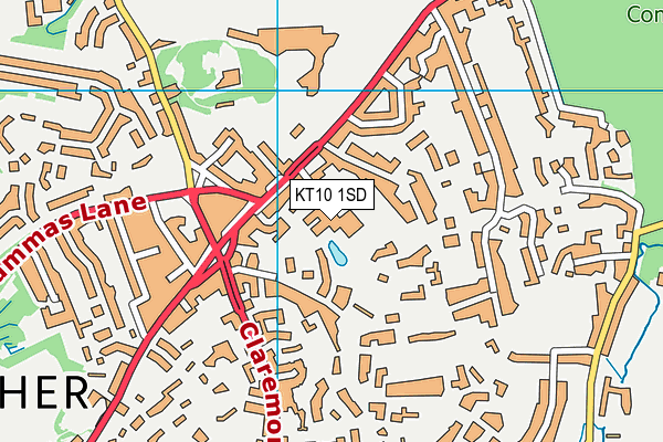 KT10 1SD map - OS VectorMap District (Ordnance Survey)