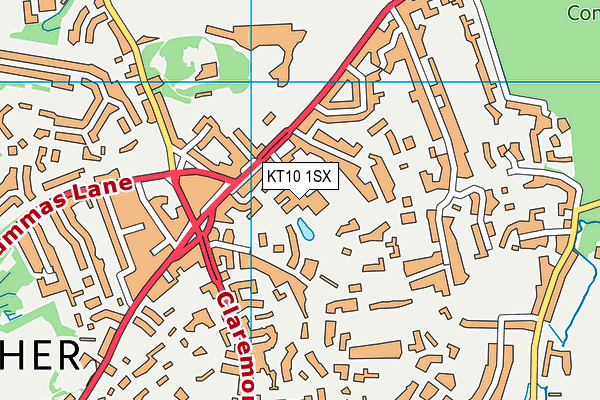 KT10 1SX map - OS VectorMap District (Ordnance Survey)