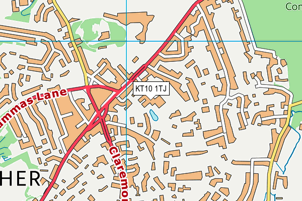 KT10 1TJ map - OS VectorMap District (Ordnance Survey)