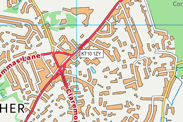 KT10 1ZY map - OS VectorMap District (Ordnance Survey)