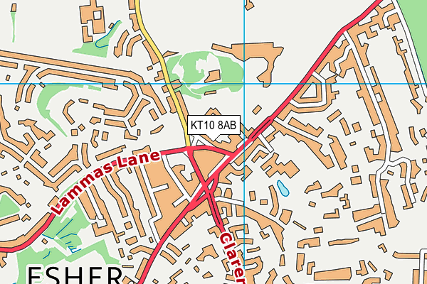 KT10 8AB map - OS VectorMap District (Ordnance Survey)