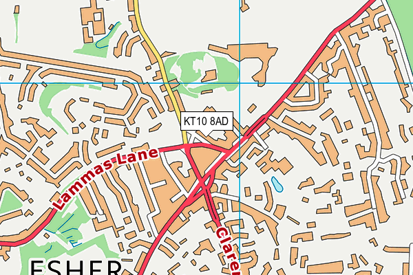 KT10 8AD map - OS VectorMap District (Ordnance Survey)