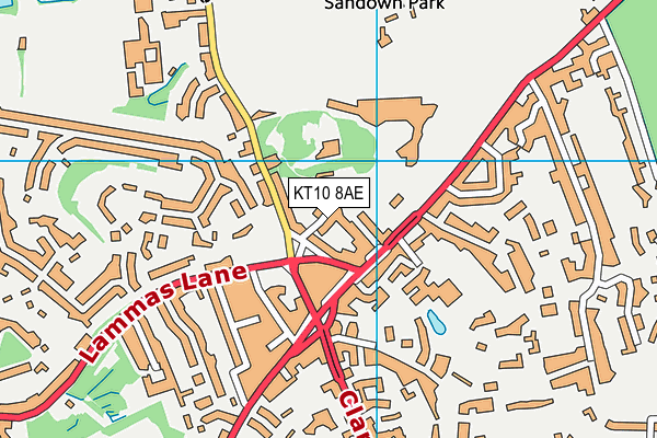 KT10 8AE map - OS VectorMap District (Ordnance Survey)