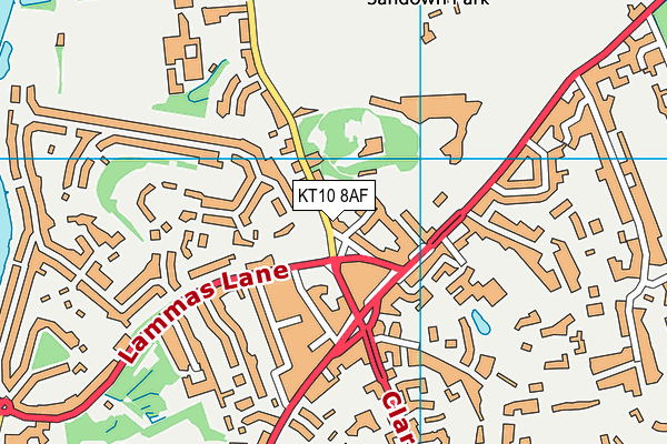 KT10 8AF map - OS VectorMap District (Ordnance Survey)