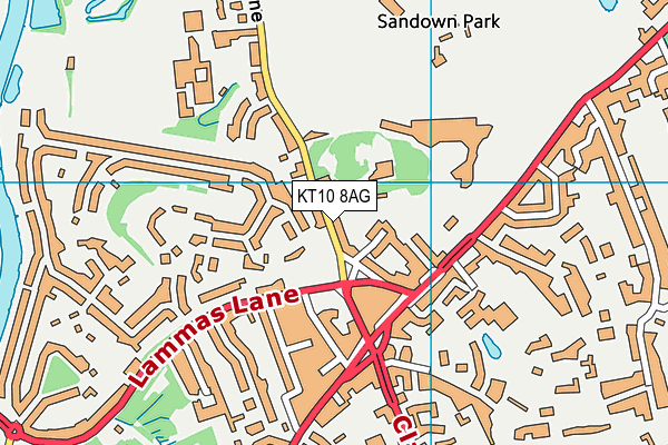 KT10 8AG map - OS VectorMap District (Ordnance Survey)