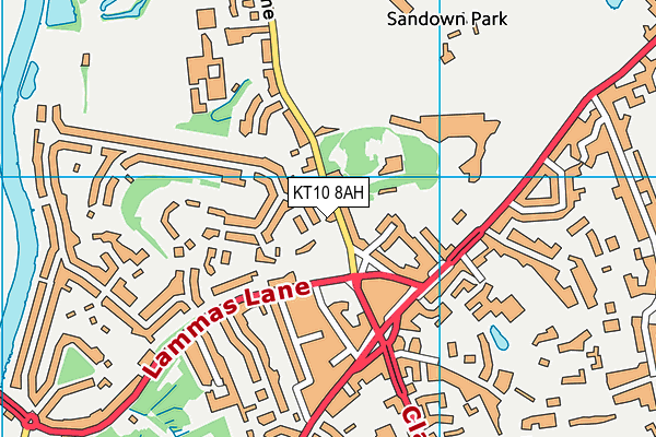 KT10 8AH map - OS VectorMap District (Ordnance Survey)