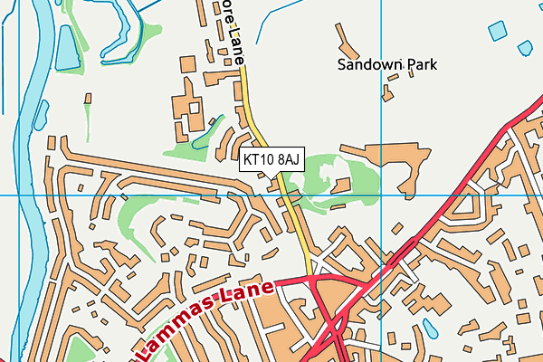 KT10 8AJ map - OS VectorMap District (Ordnance Survey)