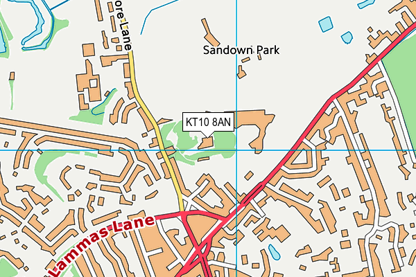 KT10 8AN map - OS VectorMap District (Ordnance Survey)