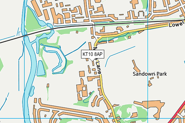 Esher Church of England High School map (KT10 8AP) - OS VectorMap District (Ordnance Survey)