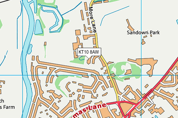 KT10 8AW map - OS VectorMap District (Ordnance Survey)