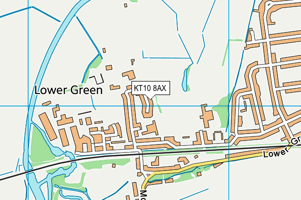 KT10 8AX map - OS VectorMap District (Ordnance Survey)