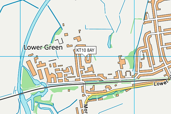 KT10 8AY map - OS VectorMap District (Ordnance Survey)
