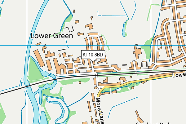 KT10 8BD map - OS VectorMap District (Ordnance Survey)