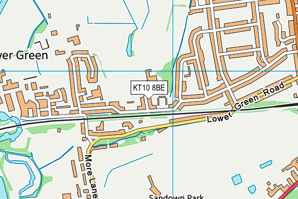 KT10 8BE map - OS VectorMap District (Ordnance Survey)